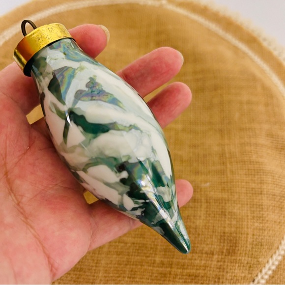 Vintage Alcohol Ink handmade Art Glass Christmas Ornament set - Picture 4 of 5